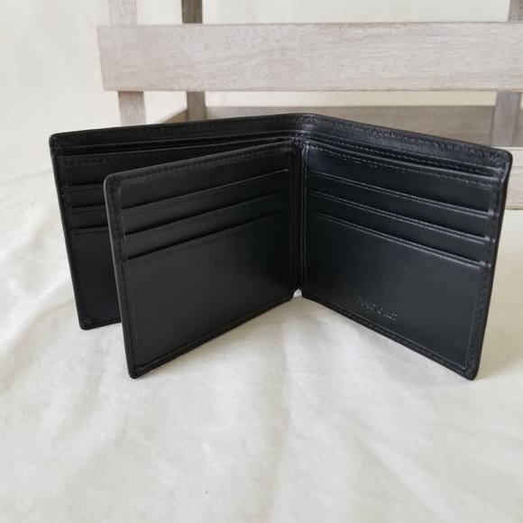 NWT! ANDOILT Black Leather Bifold Slim Wallet w/RFID Blocking and Storage Pouch - Picture 10 of 11